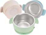 Bella’s Friends Stainless Steel and Silicone Baby Bowls with Suction 3 Pack, 4.3” for Toddlers Kids Feeding, Non-Slip, Non-Toxic, Mess-Free, Dishwasher Safe, Fit High Chair Size,beige green light pink