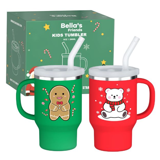 Bella's Friends Handy Mini Tumbler – Adorable 9 oz Toddler Sippy Cup, Stainless Interior & Silicone Body, Leak‑Proof, Dishwasher Safe, Gift for 1-3 Years Old Girls&Boys, 2 Pack	