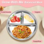 Bella’s Friends Baby Feeding Set, 2 Pack Stainless Steel Divided Plate with Silicone Suction, 2 Set Spoons and Forks, BPA Free, Dishwasher Safe, Baby Led Weaning Supplies