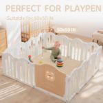 Bella's Friends Foldable Baby Play Mat for Floor, 50"x50" Vegan Leather Playpen Mat, 1.2" Extra Thick Foam, Non-Toxic, Wipe-Clean, Travel-Ready, Non-Slip Crawling Mat for Kids Toddlers&Infants