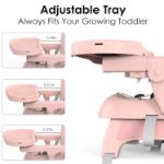 Bella’s Friends 3-in-1 Toddler Booster Seat for Dining Table and Kitchen Chair with Adjustable Tray and Safety Straps, Foldable&Portable Baby Seat for Travel, Feeding, and Floor Use