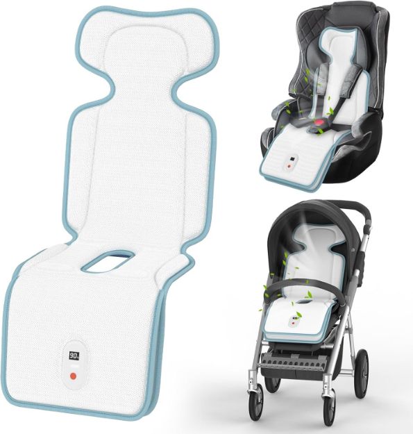 Bella's Friends Baby Stroller Cooling Pad with 2 Built-in Blower Up to 10H MAX 10000 mAh Rechargeable 3 Speed Adjustable Car Seat Liner Cooling Cushion for Toddler Outdoors Summer Baby Essentials